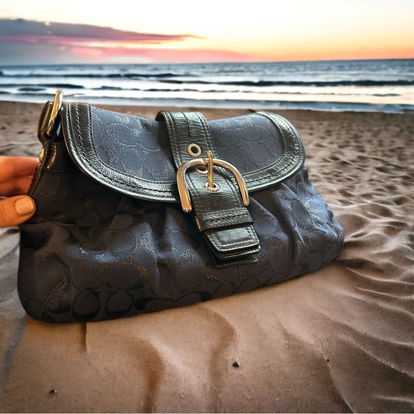 Coach Handbags - Gorgeous Dark Blue shimmery Coach  Shoulder Purse